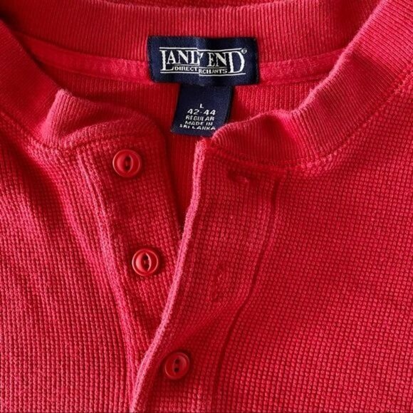 Lands End Red Long Sleeve Shirt  Mens Large 42-44 - Picture 5 of 7